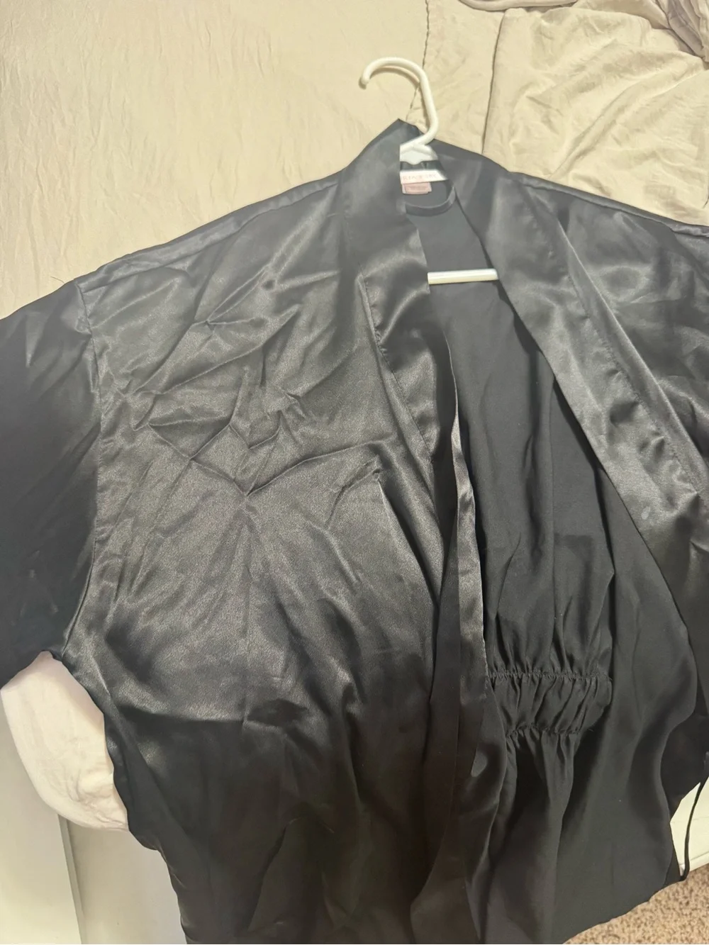 Victoria's Secret Black Satin Open-Front Robe